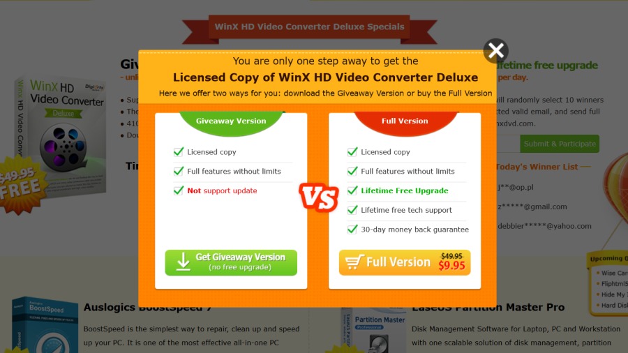 WinXDVD 已推出到第 10 個年頭，為答謝用戶的支持，Digiarty Software 特別推出《WinX HD Video Converter Deluxe》限時贈送版，功能跟完整版本無異。這次活動不只有 Windows 版本，亦提供 Mac 版下載！