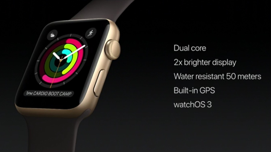 與 iPhone 7 和 iPhone 7 Plus 同日發佈的還有 Apple Watch Series 2，驟眼一看以為跟上一代 Apple Watch 毫無分別，其實在功能上提升了不少，防水設計最深可達 50 米，以及內置 GPS 定位功能，記錄路程更為準確。