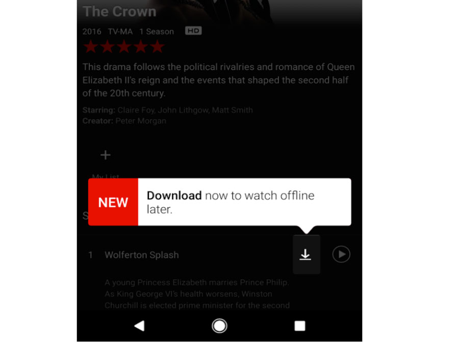Netflix 進軍香港之後，讓大家睇戲、睇劇都多了選擇。不過串流播放雖然方便，但就相當耗費流動數據用量，而且遇著訊號接收欠佳，又會出現播放不流暢的情況。為了更方便用家，Netflix 剛剛就宣佈新增「下載功能」，讓用家可以預先將想睇的劇集儲存到手機、平板等裝置，方便之後無網絡連接一樣睇到。