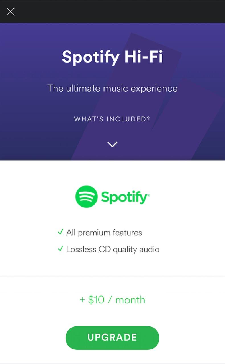 最近有部分美國用家發現，Spotify App 提示有得升級「Spotify Hi-Fi」服務，提供無損音樂串流。現時 Spotify 的付款用家，每月畀多幾十蚊，就可以串流收聽 CD 質素的音樂，雖然暫時仍是測試階段，不過相信唔使等好耐就會正式推出。